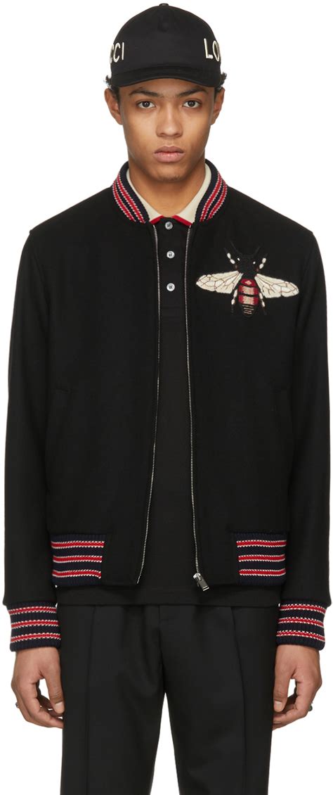 Gucci: Black Bee Bomber Jacket 